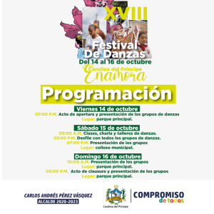 Programación - Festival de Danzas Oct2022 - Carolina del Príncipe - Antioquia -