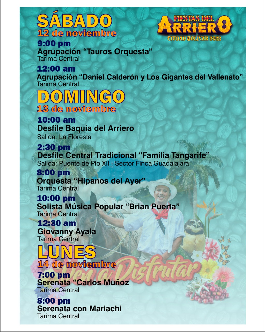 Programación Fiestas del Arriero 2022 - Ciudad Bolívar - Antioquia - C