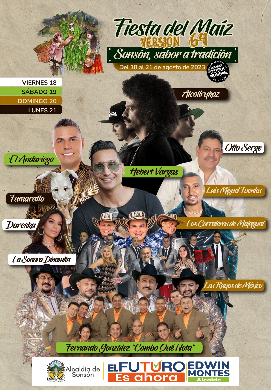Artistas - Fiestas del Maíz - 2023 - Programación - Sonsón Antioquia