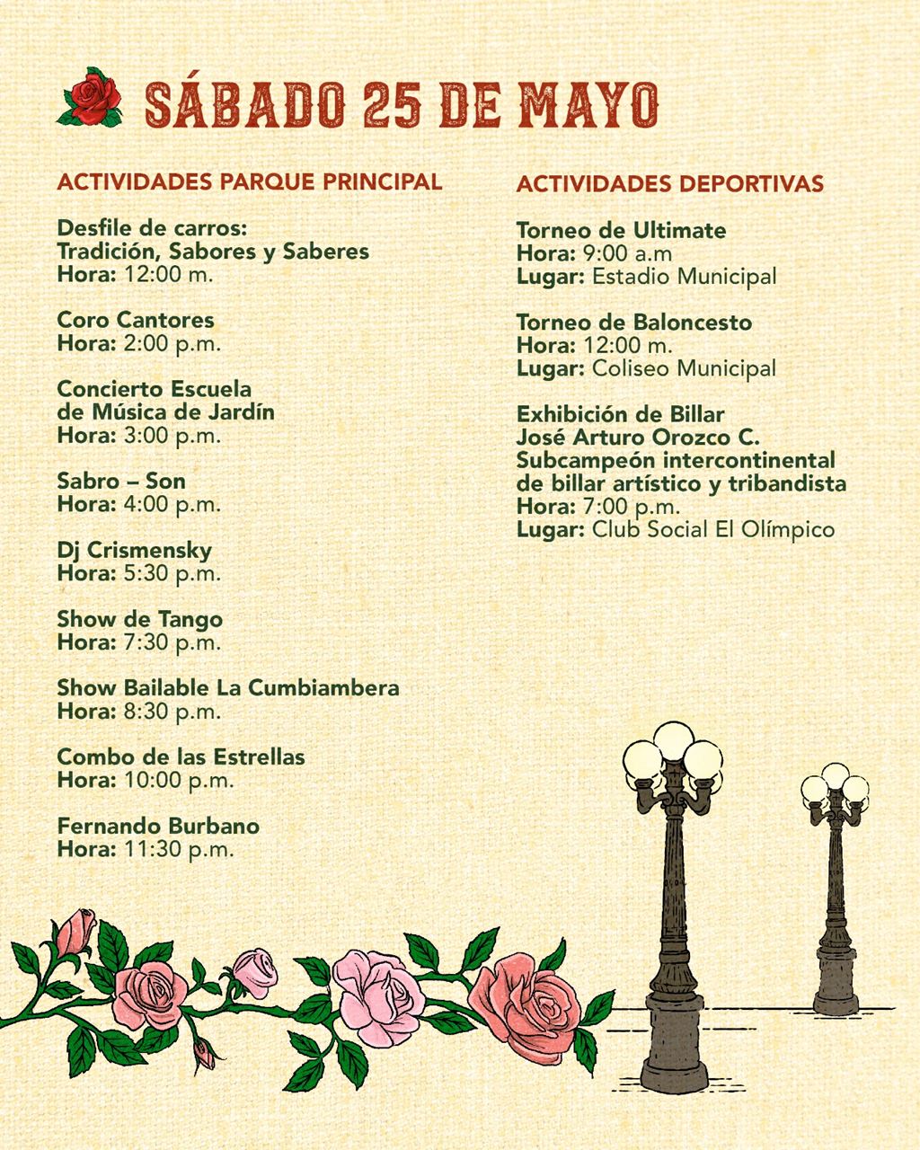 Jardín Antioquia Programación Sábado 25 Fiestas de la Rosa - 2024