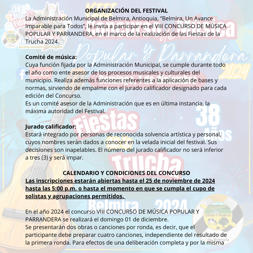 Organización del Festival - Belmira 2024