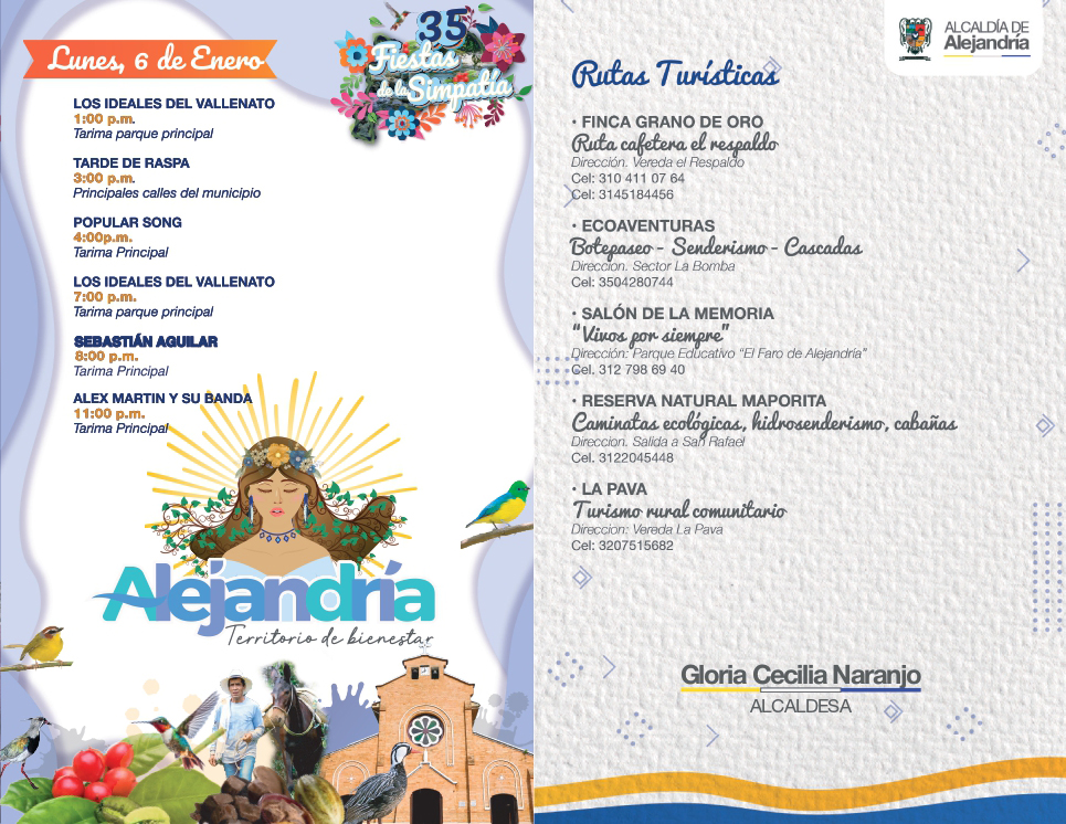 Alejandría - 35 Fiestas de la Simpatía 2025 - Antioquia - lunes - rutas