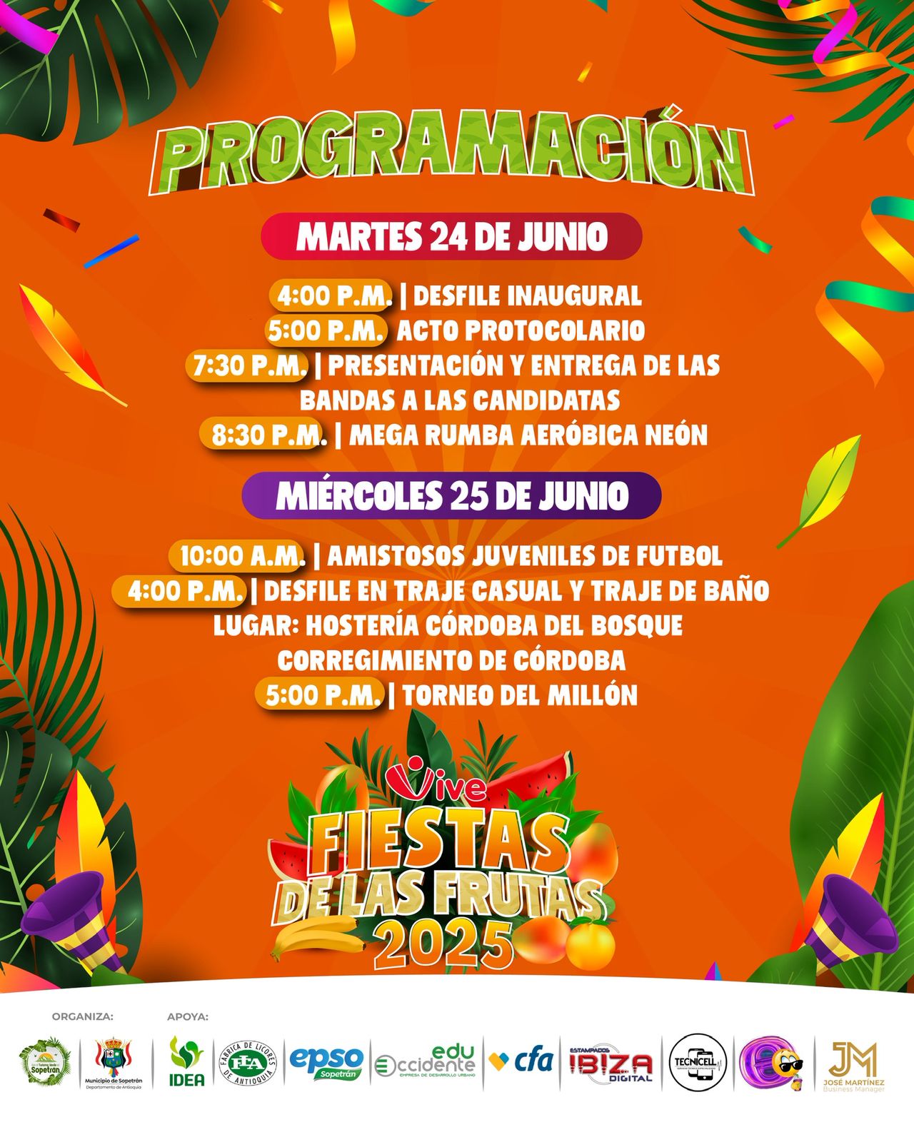 24 - 25 junio - Fiestas de las Frutas 2025 - Sopetrán