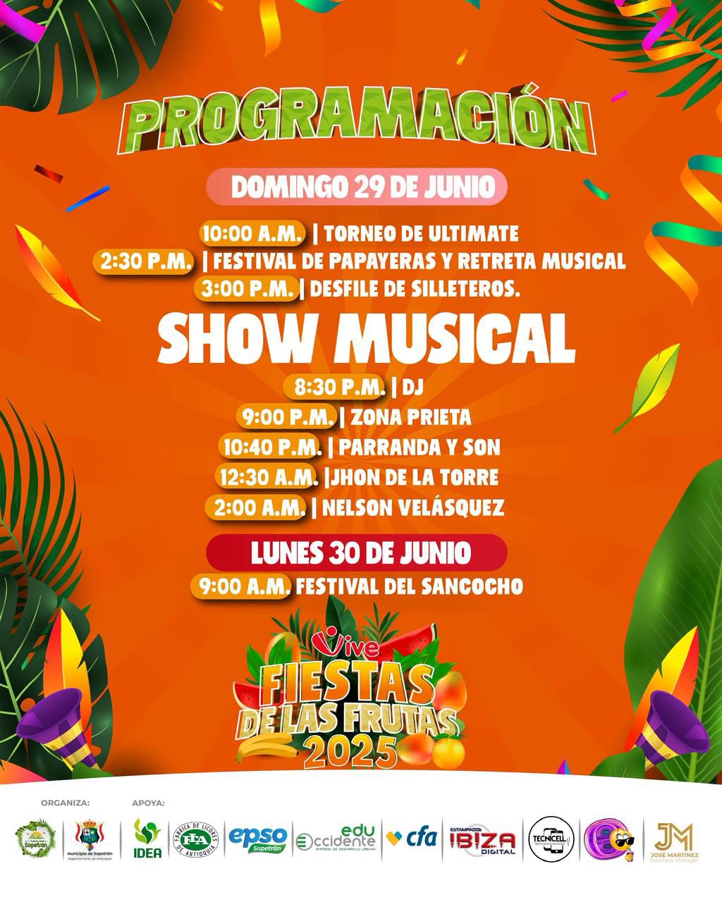 29 junio - Fiestas de las Frutas 2025 - Sopetrán