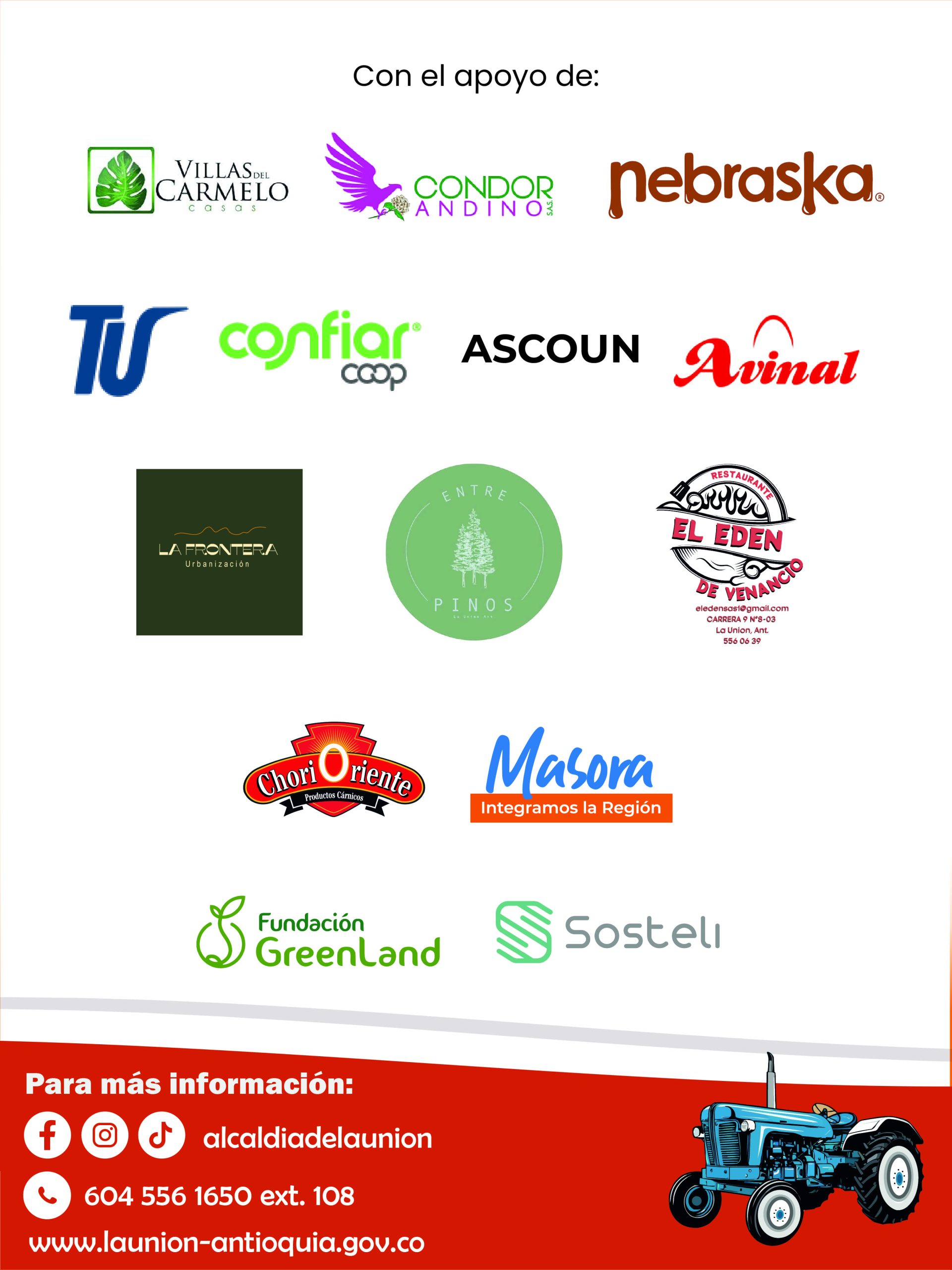 Patrocinadores - Fiestas de la Papa 2025 - La Unión Antioquia