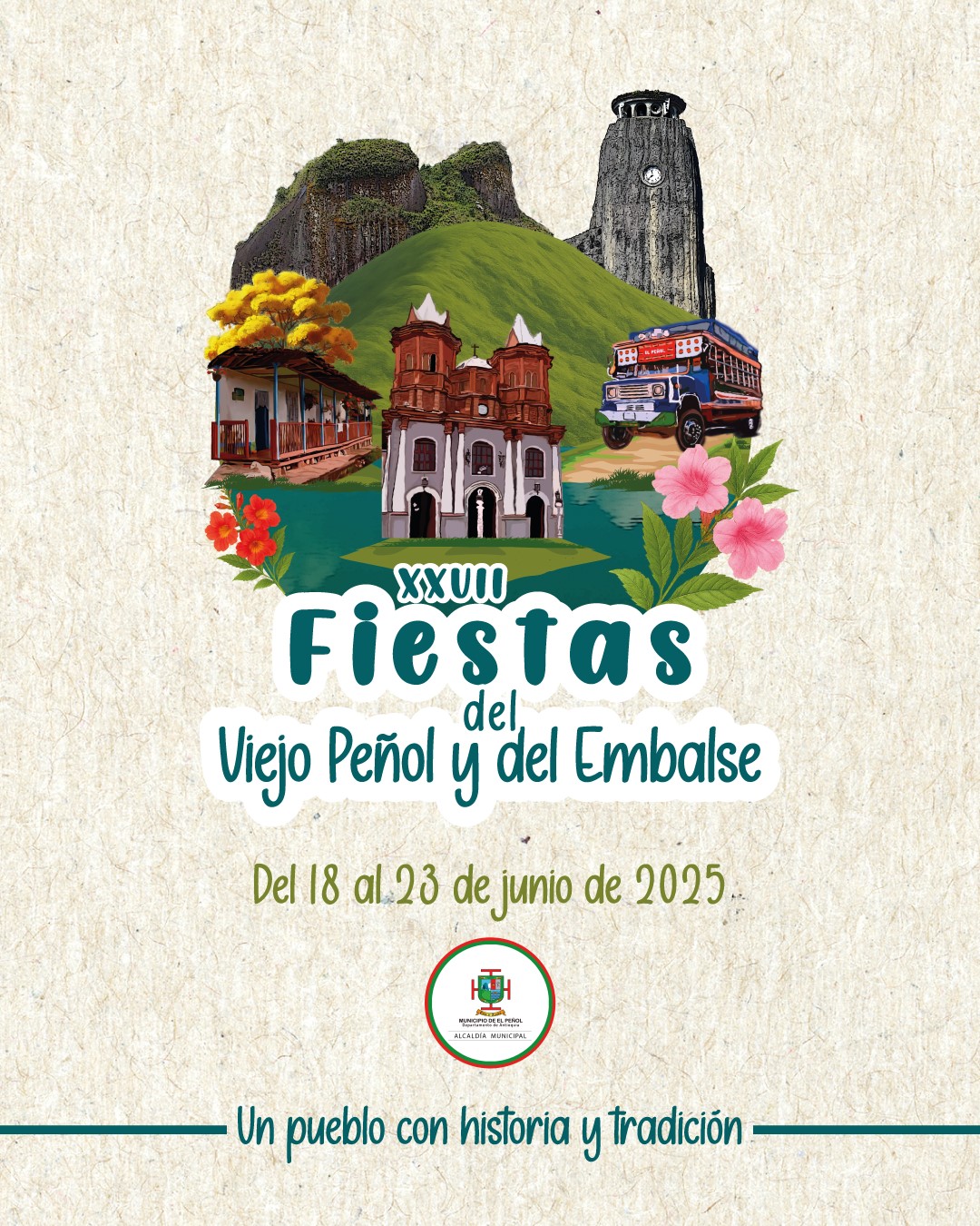 Afiche Fiestas Viejo Peñol 2025