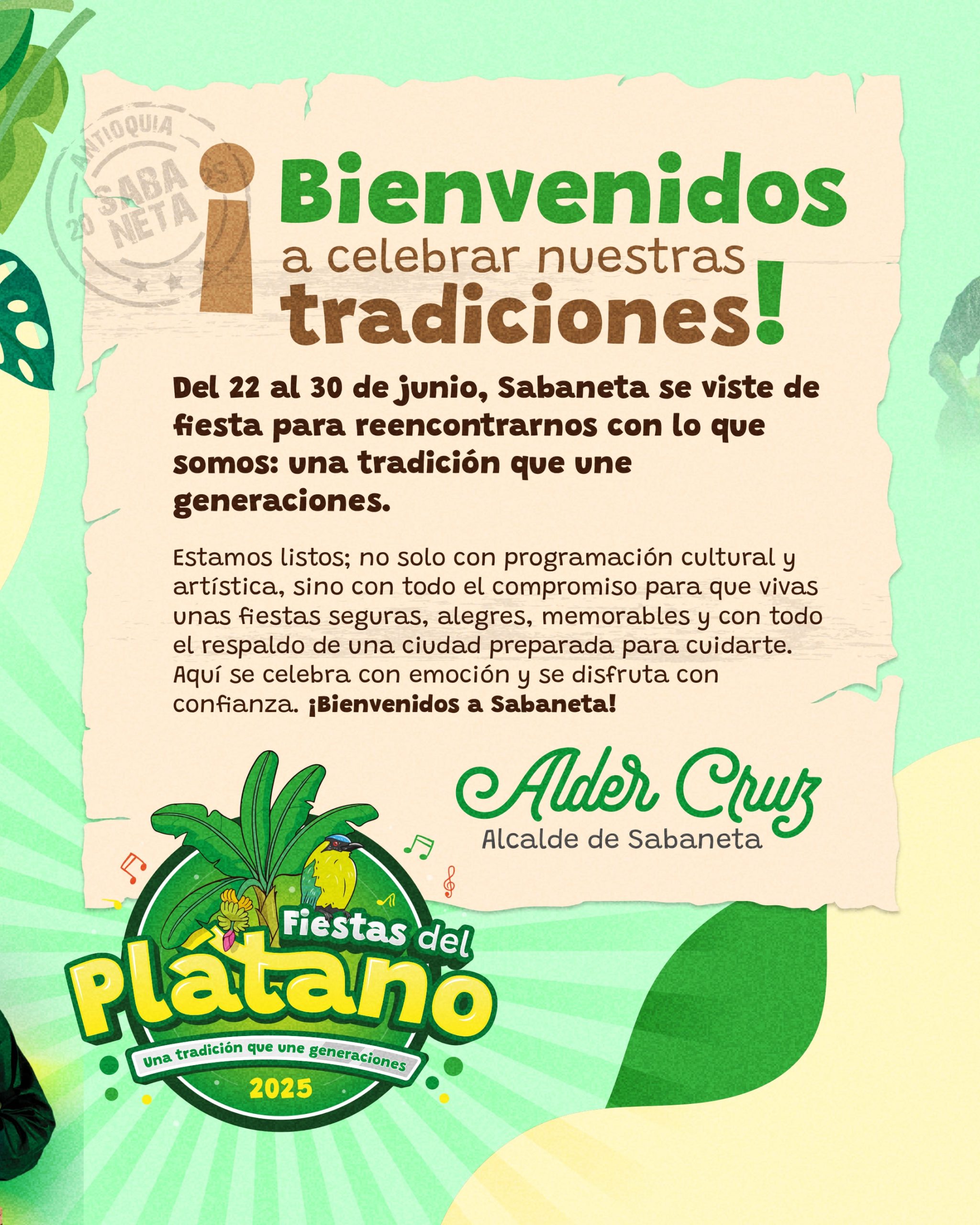 Bienvenidos - Fiestas del Plátano - Sabaneta 2025