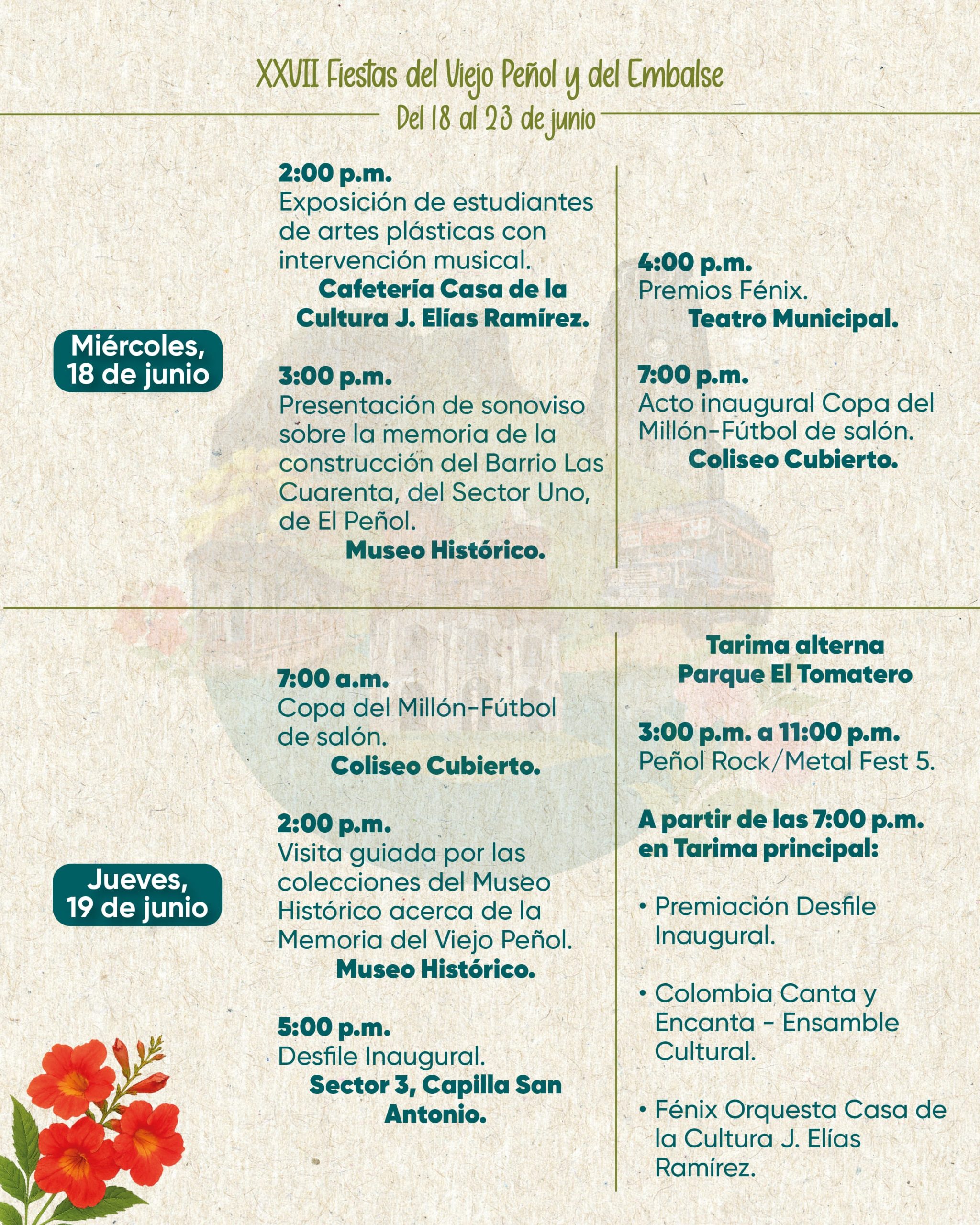 Programación Fiestas El Peñol 2025