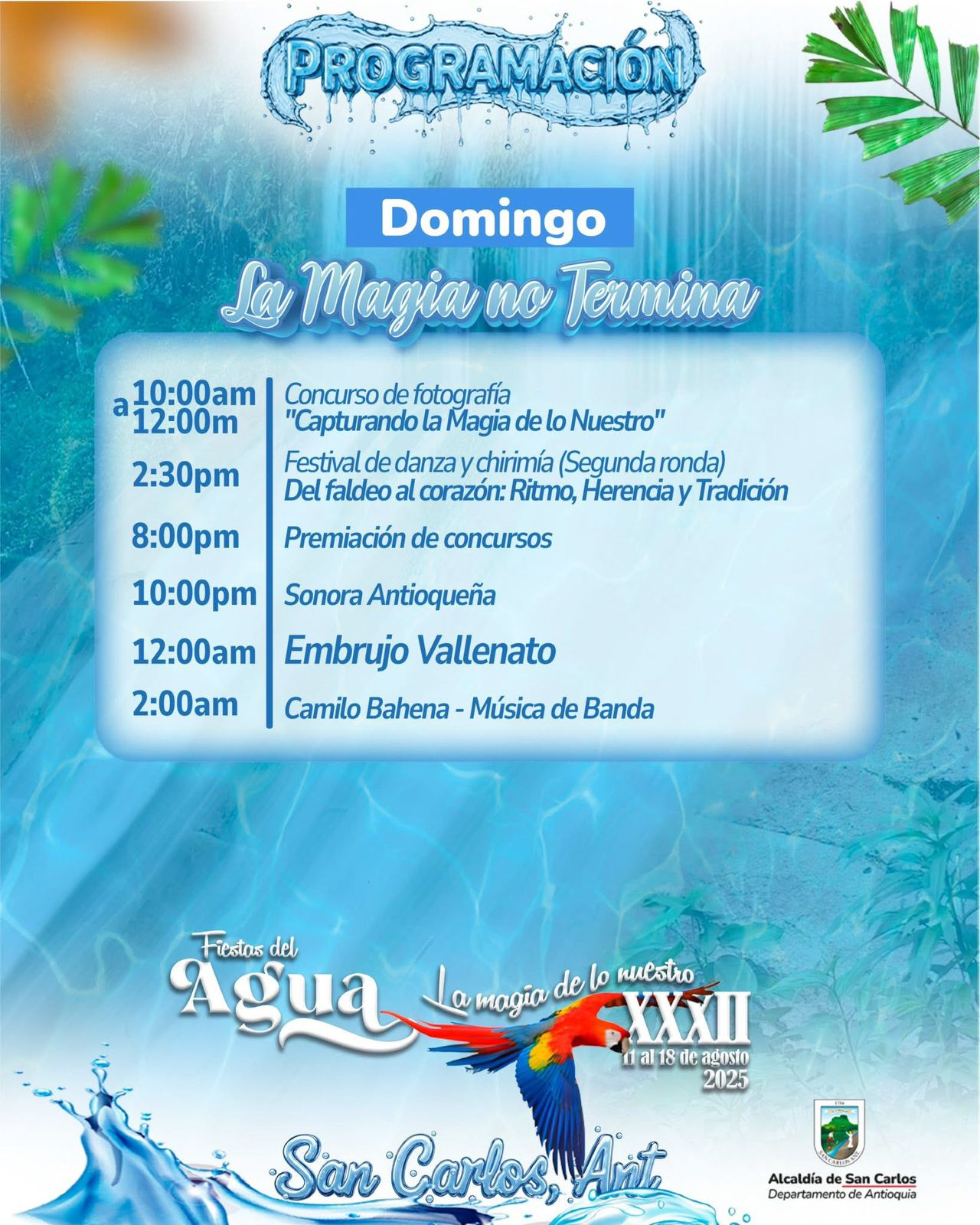 Domingo - Fiestas del Agua 2025 - San Carlos Antioquia