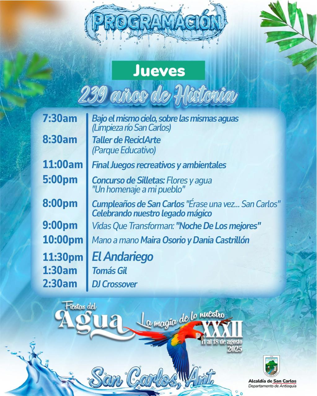 Jueves- Fiestas del Agua 2025 - San Carlos Antioquia