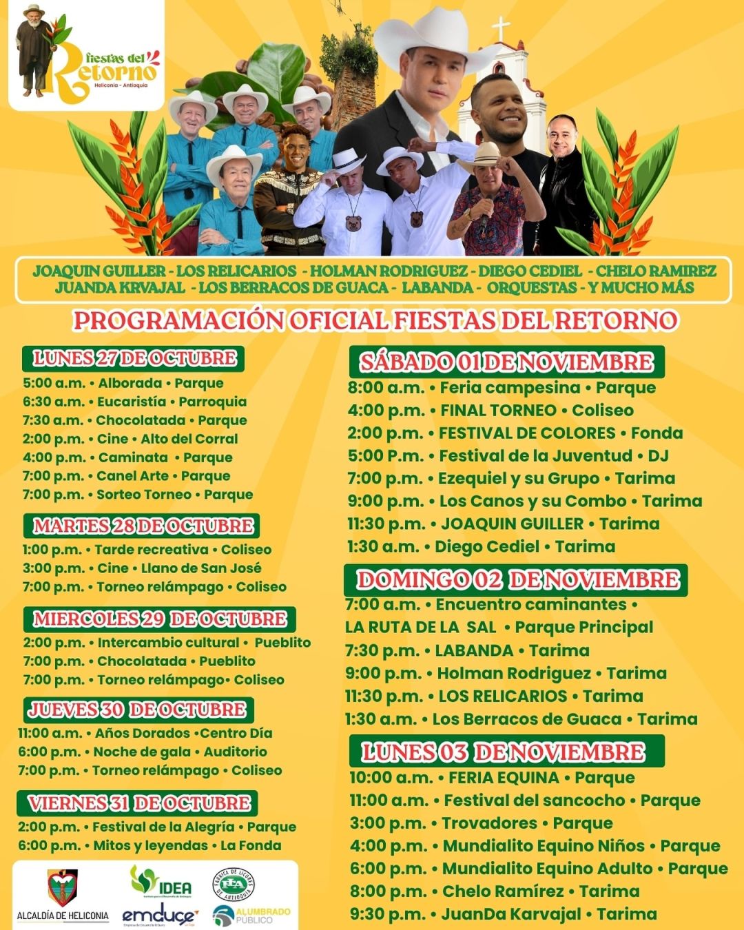 Fiestas del Retorno 2025 - Heliconia - Programación