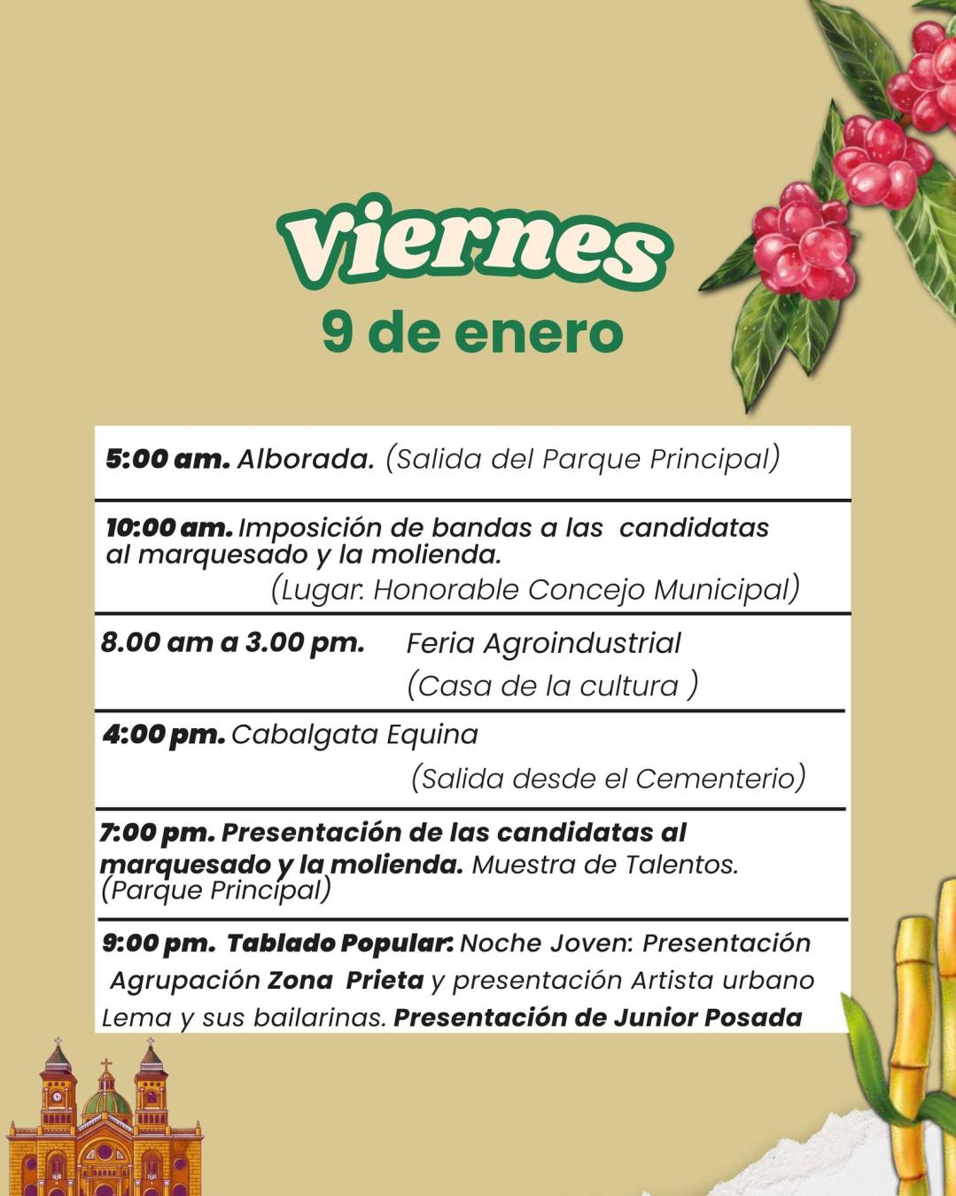 Fiestas del Marquesado y la Molienda 2026 - Yolombó - 9Viernes